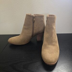 Franco Sarto Textured Brown Ankle Booties